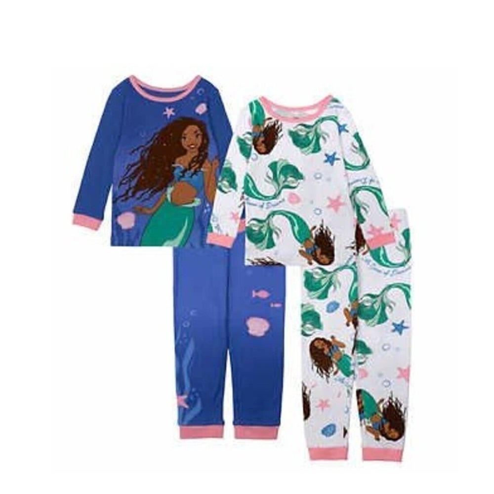 Disney Ariel Character Kids' 4-piece Cotton Pajama‎ Set Size 4T New with Tags!